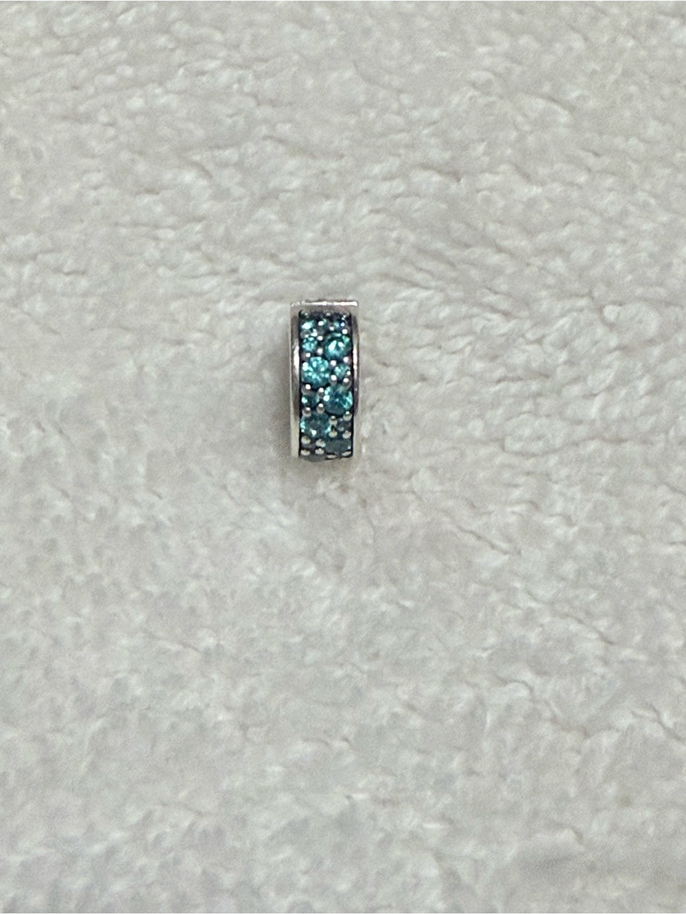 Pandora Silver Spacer Bead with Teal Crystals